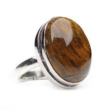 Tiger’s Eye Stone Ring – Courage, Focus & Protection Crystal (Adjustable Silver Finish)
