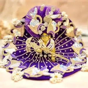 Tulsi Royal Purple Embroidered Laddu Gopal Dress with Pearl and Zari Work Premium From Vrindavan for  Janmashtami