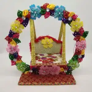 Tulsi Floral Ring Jhula for Kanha Ji – Multicolour Designer Swing