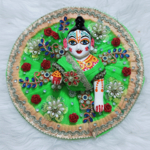 Tulsi Bal Gopal Dress – Green Floral Embroidered Poshak with Pearl & Stone Work