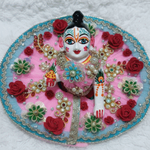 Elegant Pink Floral Laddu Gopal Ji Dress with Beaded and Pearl Embellishments