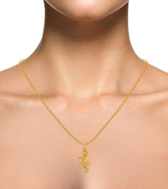 Tulsi Shree Krishna Pendant – Gold-Tone Flute Playing Kanha Ji (Unisex Spiritual Necklace) - Image 3