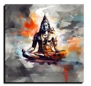 Lord Shiva Meditation Abstract Canvas – Divine Energy Wall Art (Modern Spiritual Decor)