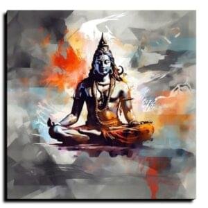 Lord Shiva Meditation Abstract Canvas – Divine Energy Wall Art (Modern Spiritual Decor)