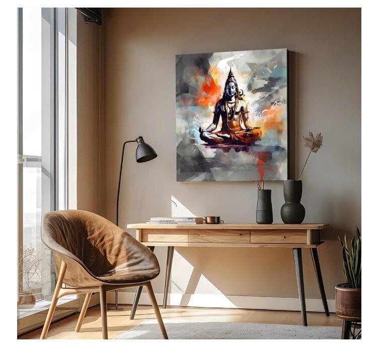 Lord Shiva Meditation Abstract Canvas – Divine Energy Wall Art (Modern Spiritual Decor) - Image 2