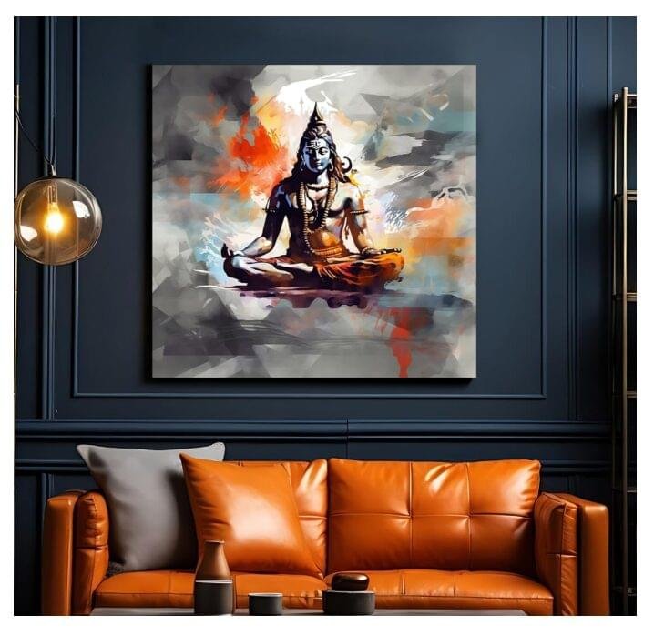 Lord Shiva Meditation Abstract Canvas – Divine Energy Wall Art (Modern Spiritual Decor) - Image 3