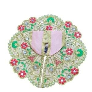Tulsi Laddu Gopal Dress – Pink Floral Embroidery with Green & Golden Highlights