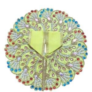 Tulsi Laddu Gopal Dress – Light Green Peacock Design with Pearl Work