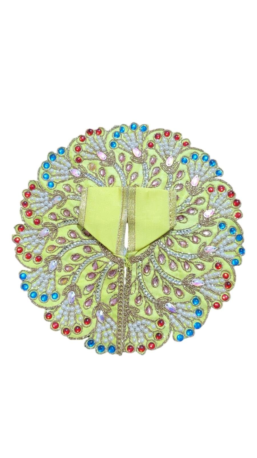 Tulsi Laddu Gopal Dress – Light Green Peacock Design with Pearl Work