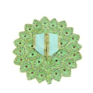 Tulsi Laddu Gopal Dress – Leaf Design in Light Green with Red Stone Work