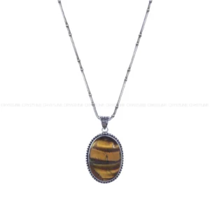 Tulsi Tiger Eye Stone Pendant – Grounding & Confidence Enhancer