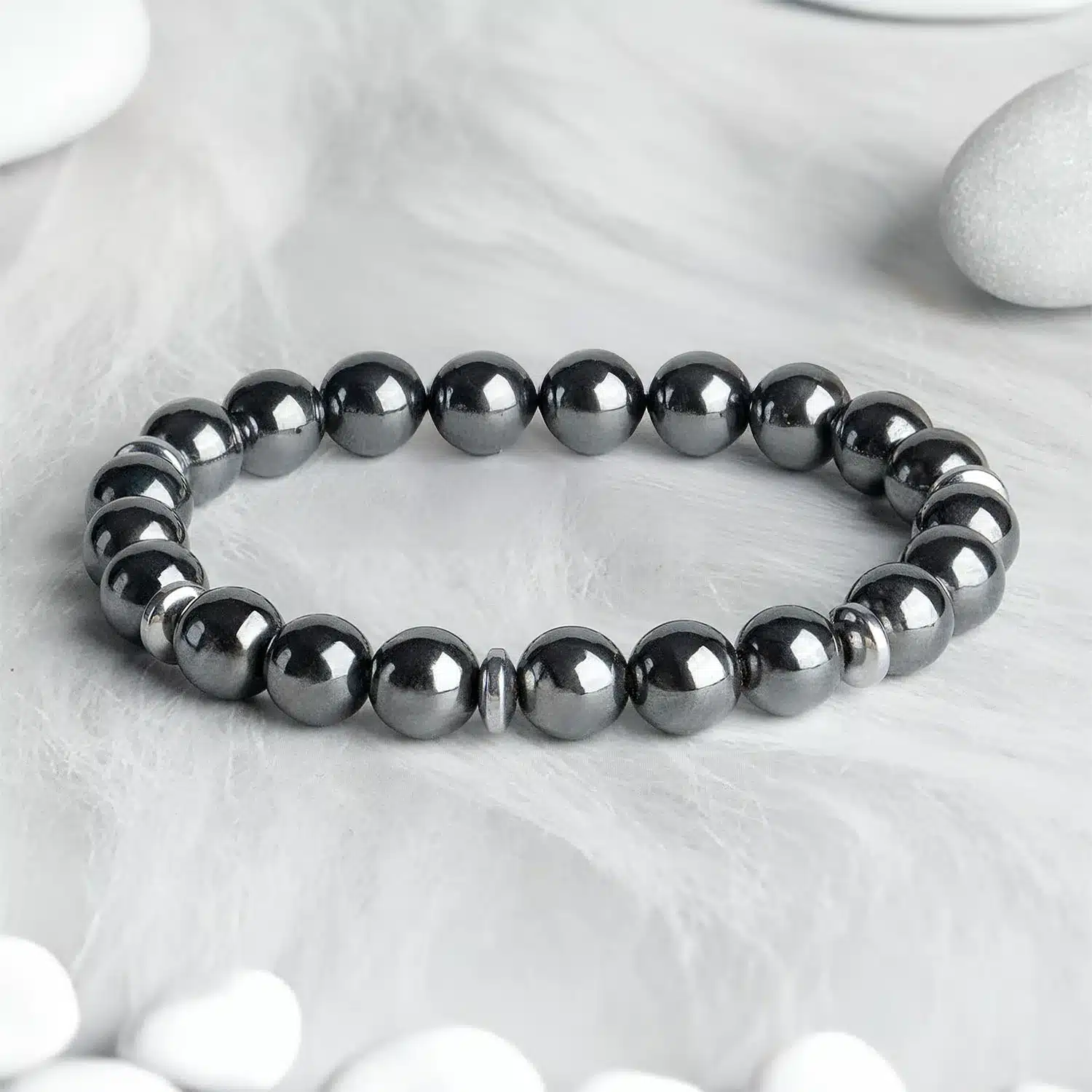 🧿 Natural Hematite Healing Bracelet – Grounding & Protection