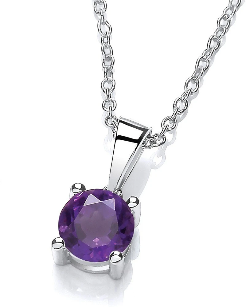 Tulsi Premium Amethyst Pendant in Silver Chain – For Intuition & Inner Peace